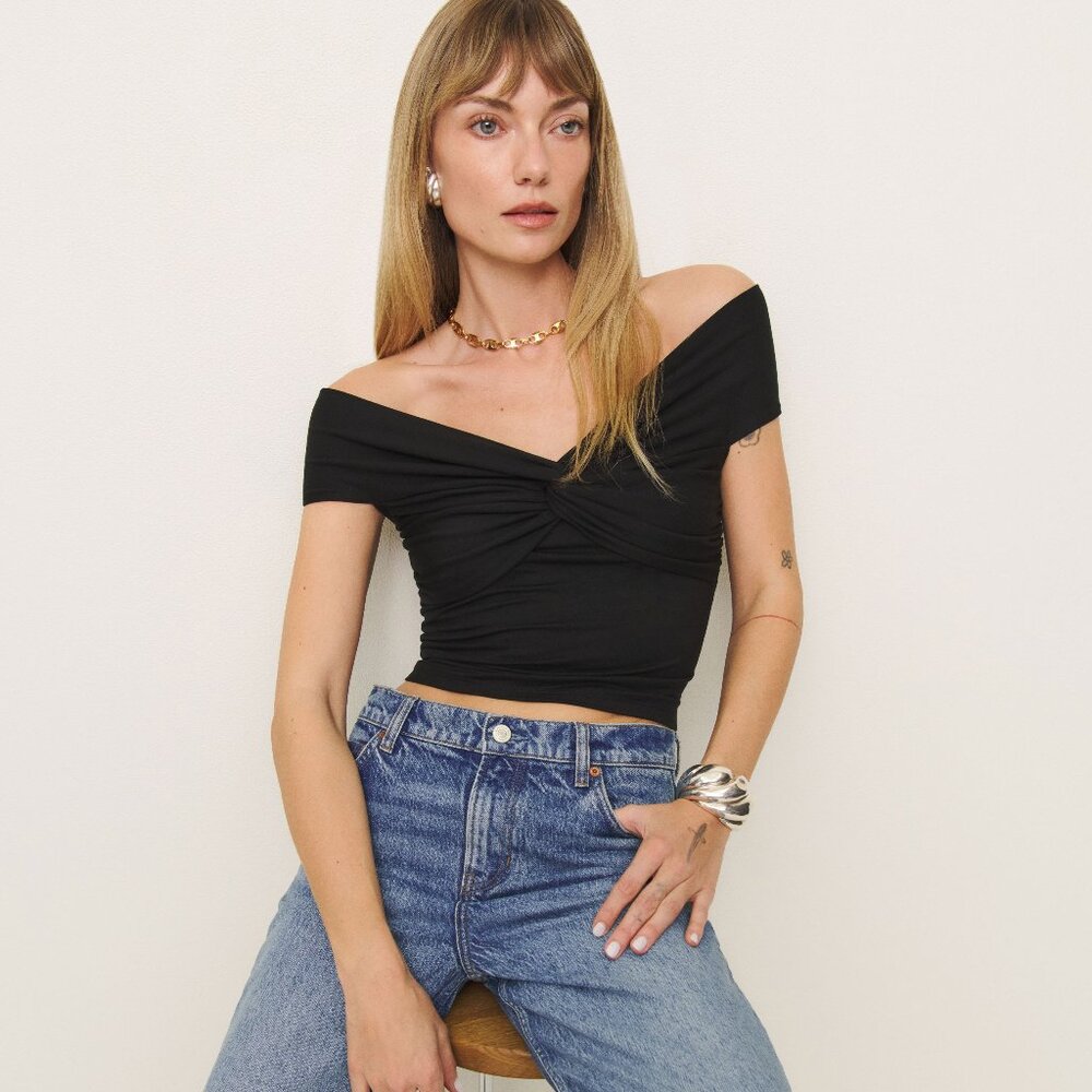 Ezlynn Knit Top Reformation Black